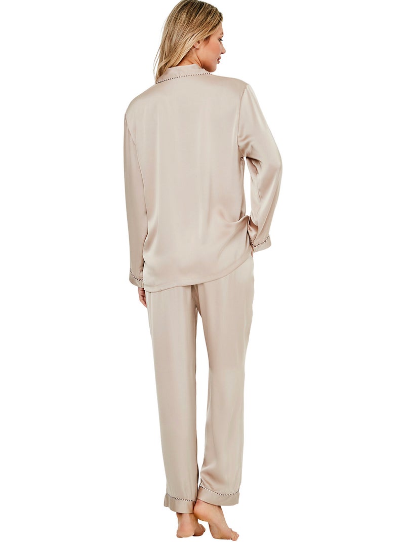 Pyjama pantalon chemise manches longues one gloss Jaune - Kiabi