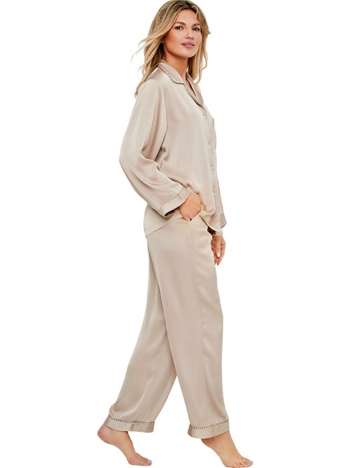 Pyjama pantalon chemise manches longues one gloss - Kiabi Pyjama pantalon chemise manches longues one gloss - Kiabi