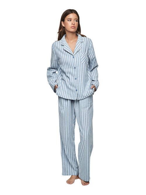 Pyjama pantalon chemise manches longues P105 OXFORD - Kiabi Pyjama pantalon chemise manches longues P105 OXFORD - Kiabi
