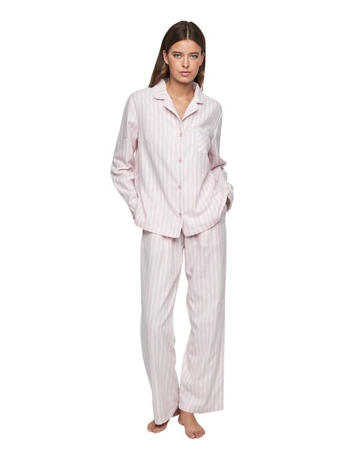 Pyjama pantalon chemise manches longues P105 OXFORD - Kiabi