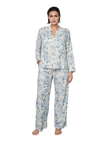 Pyjama pantalon chemise manches longues P107 JARDINS SECRETS