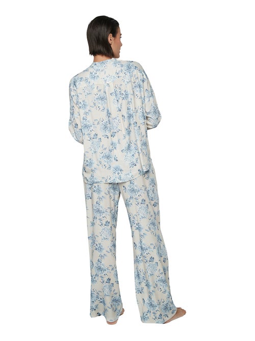 Pyjama pantalon chemise manches longues P107 JARDINS SECRETS - Kiabi