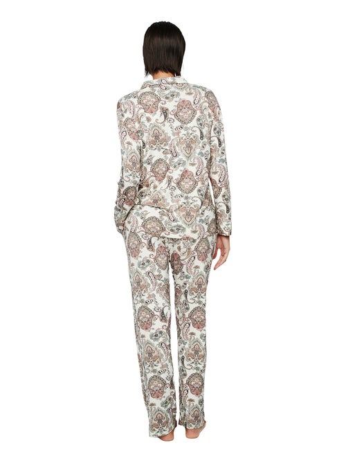 Pyjama pantalon chemise manches longues P109 CACHEMIRE BAMBOO - Kiabi