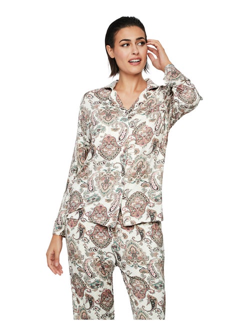 Pyjama pantalon chemise manches longues P109 CACHEMIRE BAMBOO - Kiabi