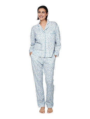 Pyjama pantalon chemise manches longues P111 PREPPY FLOWERS