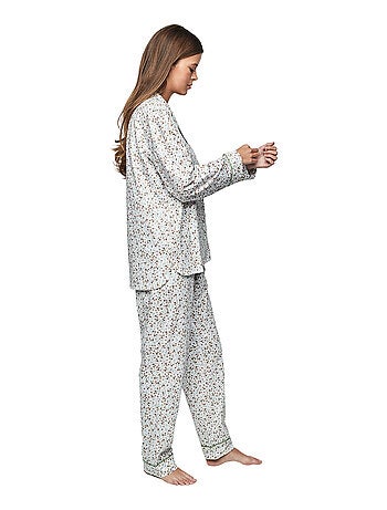 Pyjama pantalon chemise manches longues P111 PREPPY FLOWERS