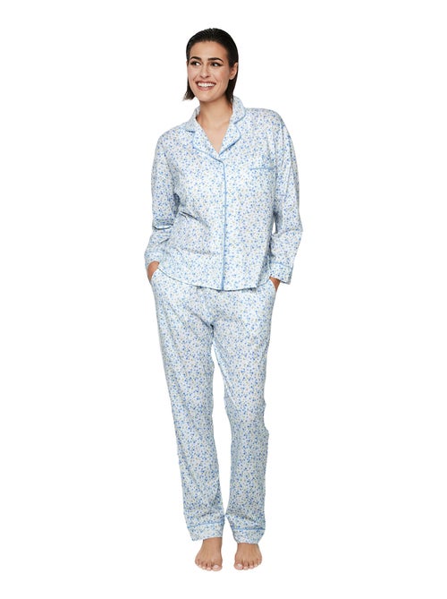 Pyjama pantalon chemise manches longues P111 PREPPY FLOWERS - Kiabi