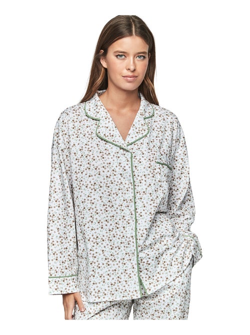 Pyjama pantalon chemise manches longues P111 PREPPY FLOWERS - Kiabi