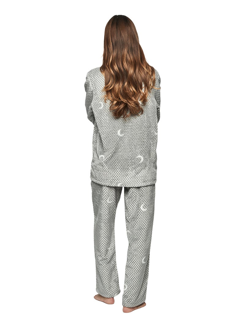 Pyjama pantalon chemise manches longues P112 ETOILE DE SOIR Gris - Kiabi