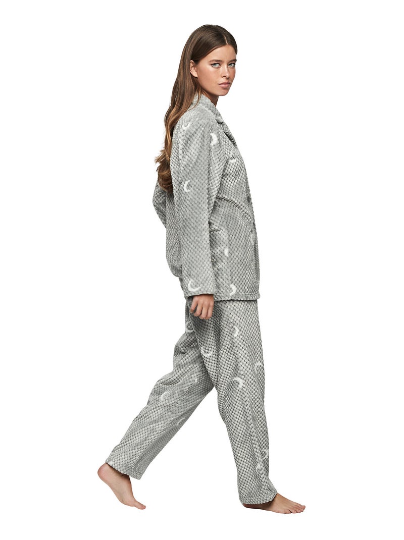 Pyjama pantalon chemise manches longues P112 ETOILE DE SOIR Gris - Kiabi