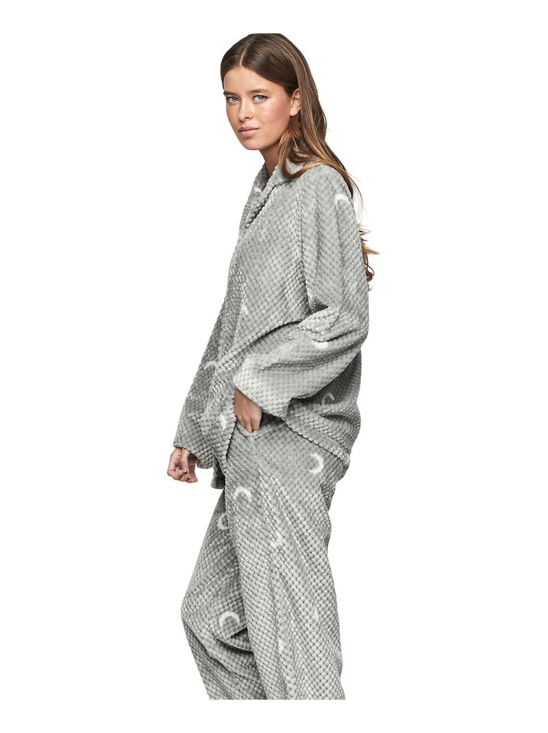 Pyjama pantalon chemise manches longues P112 ETOILE DE SOIR Gris - Kiabi