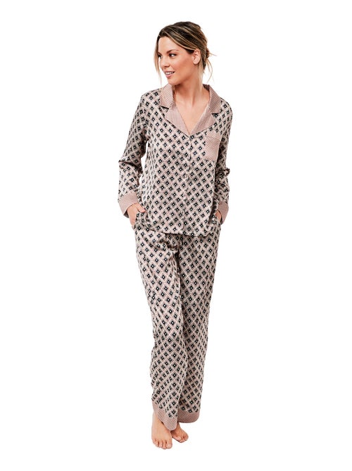 Pyjama pantalon chemise manches longues P116 SATIN SUBLIME - Kiabi