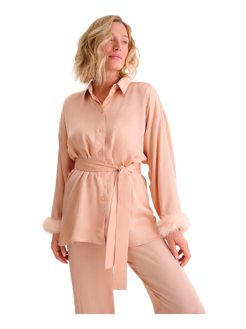 Pyjama pantalon chemise manches longues PASSION Rose - Kiabi