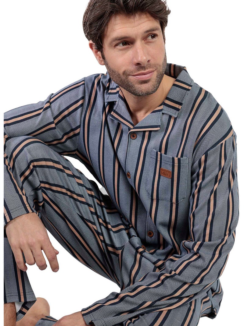 Pyjama pantalon chemise manches longues Pointe Antonio Miro Bleu marine - Kiabi