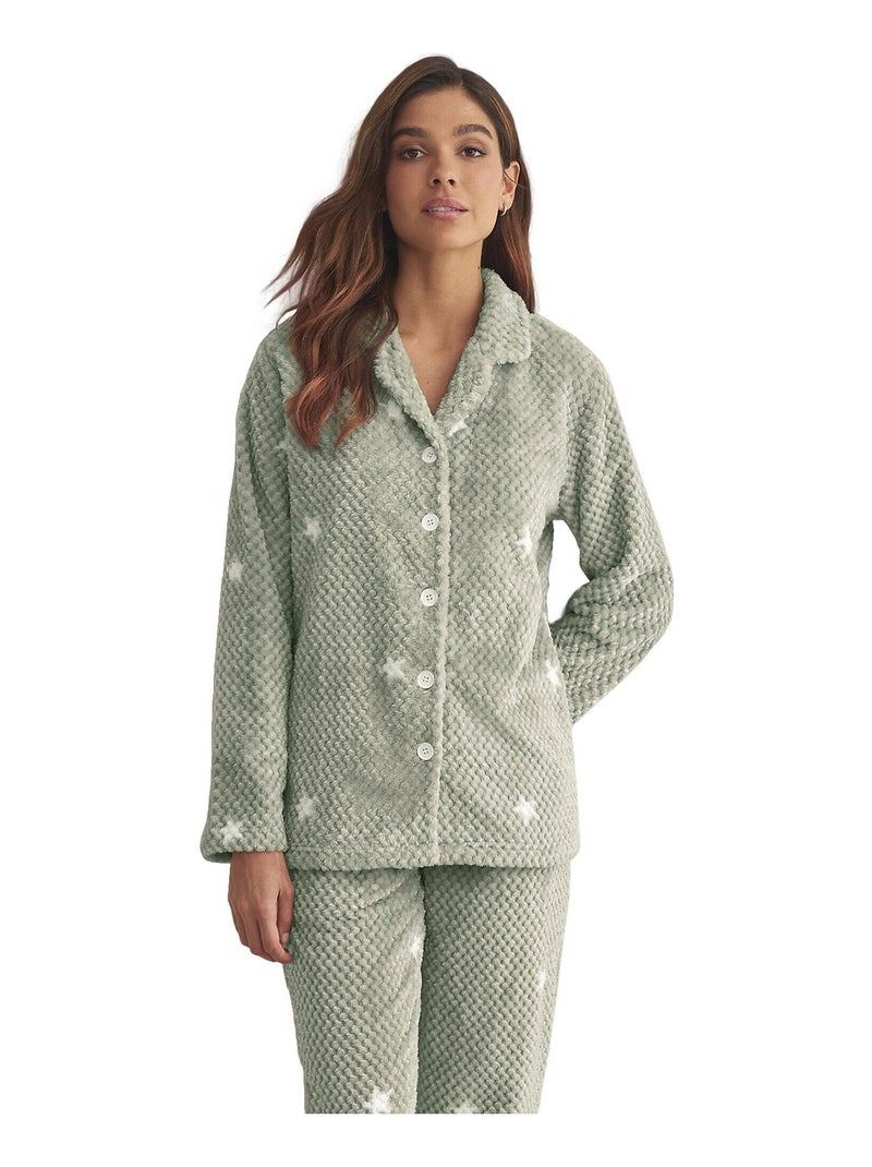 Pyjama pantalon chemise manches longues POLAR Vert - Kiabi