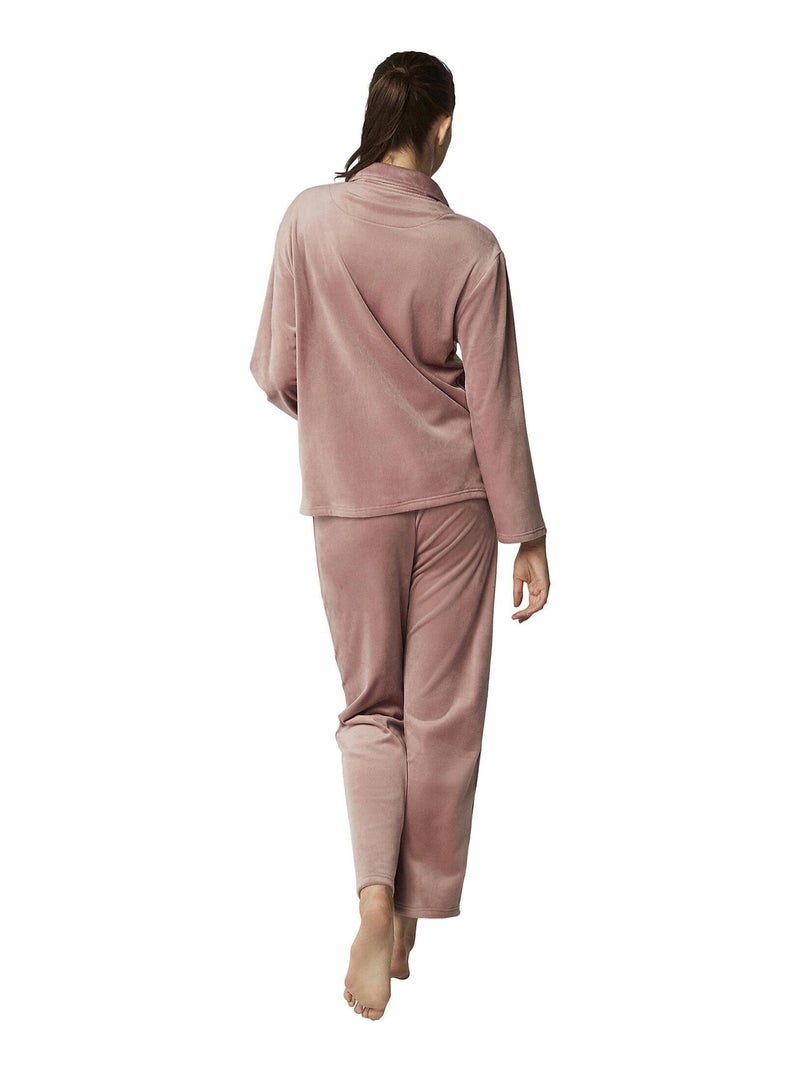 Pyjama pantalon chemise manches longues POLARSOFT Rose - Kiabi