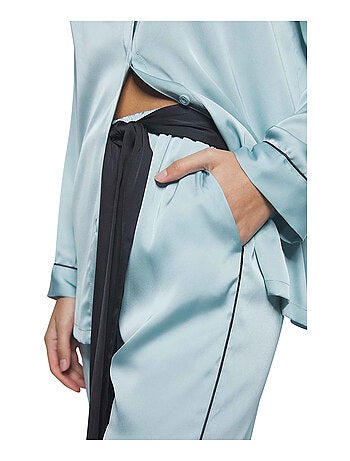 Pyjama pantalon chemise manches longues Satin