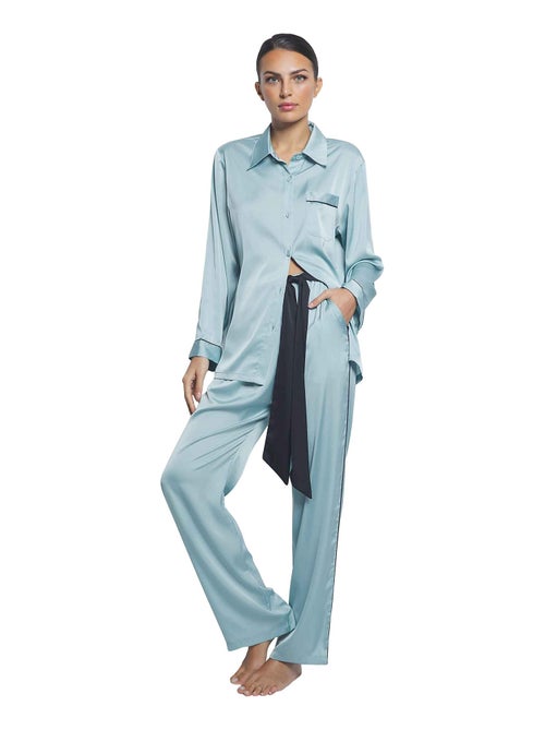 Pyjama pantalon chemise manches longues Satin - Kiabi