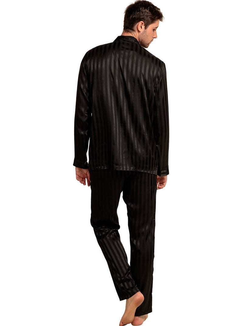 Pyjama pantalon chemise manches longues say yes Noir - Kiabi