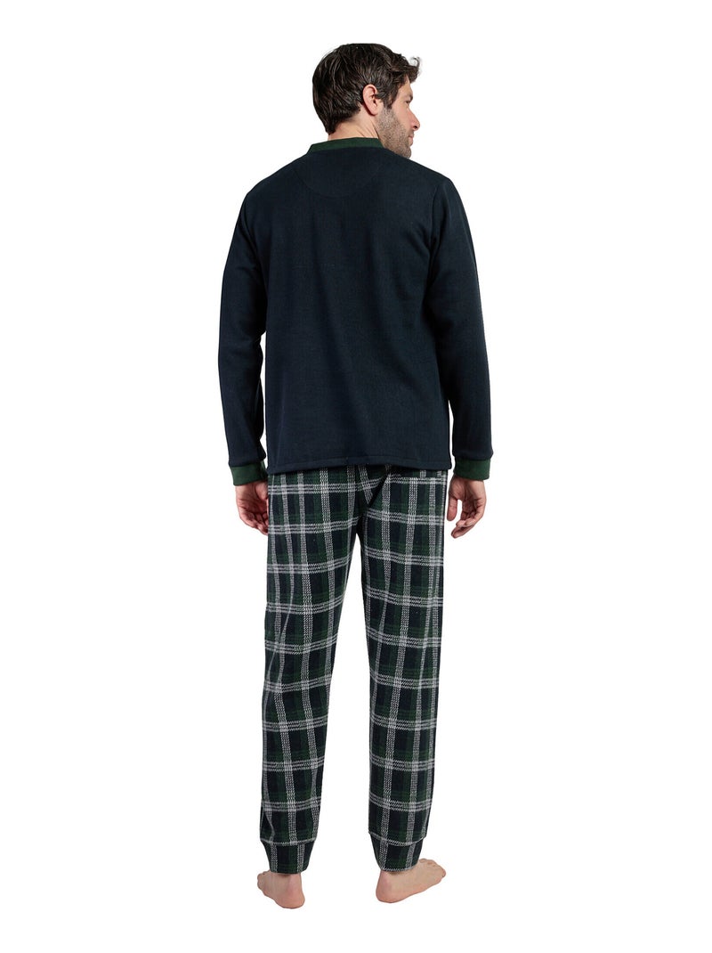 Pyjama pantalon chemise manches longues Smeraldo Bleu marine - Kiabi