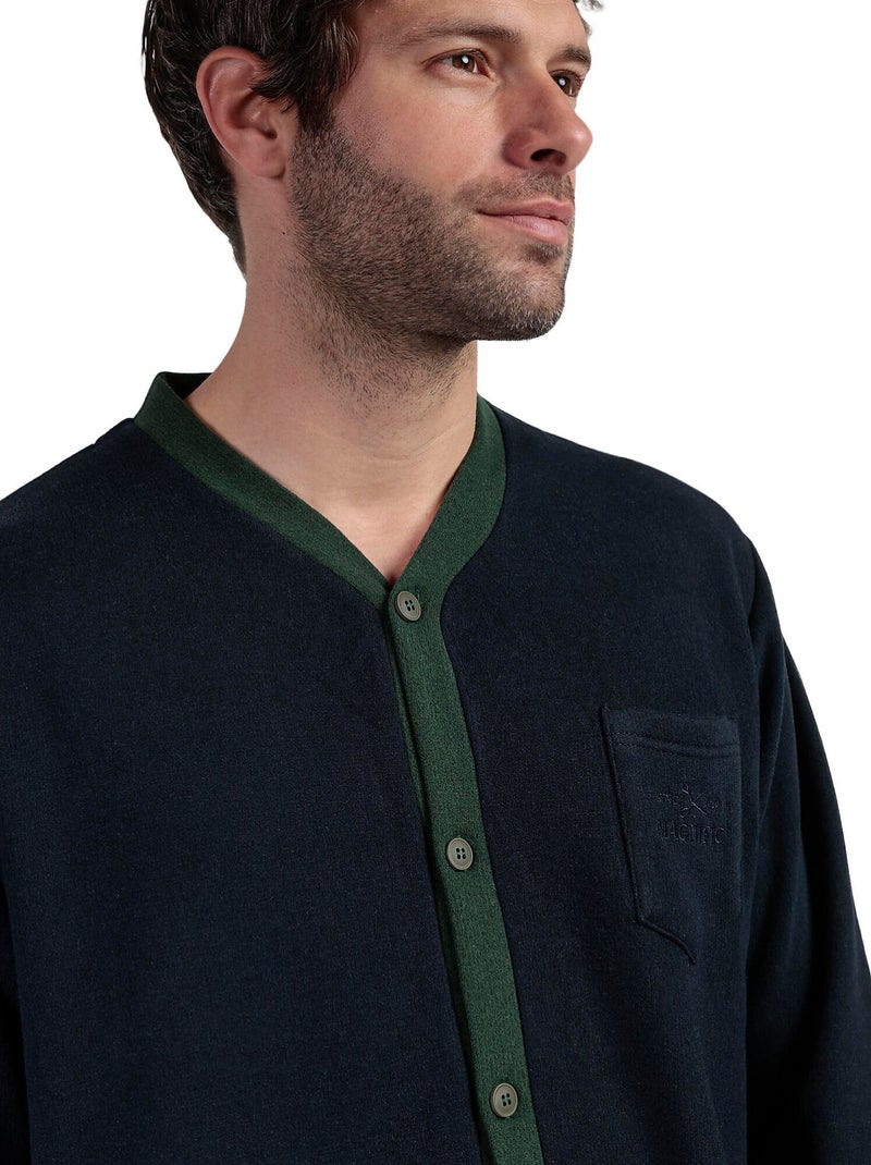 Pyjama pantalon chemise manches longues Smeraldo Bleu marine - Kiabi