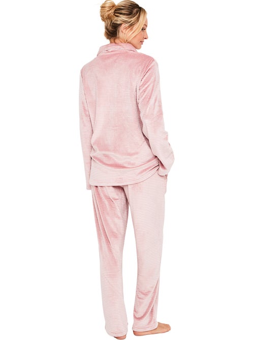 Pyjama pantalon chemise manches longues soft waffle - Kiabi Pyjama pantalon chemise manches longues soft waffle - Kiabi