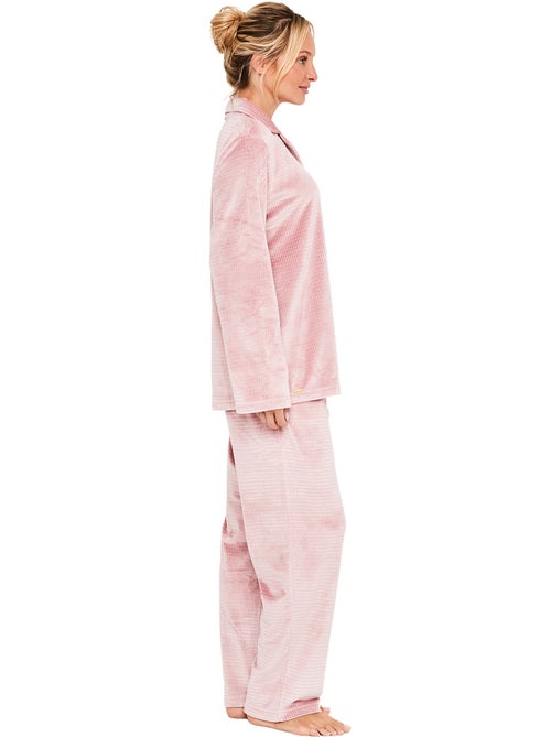 Pyjama pantalon chemise manches longues soft waffle - Kiabi Pyjama pantalon chemise manches longues soft waffle - Kiabi