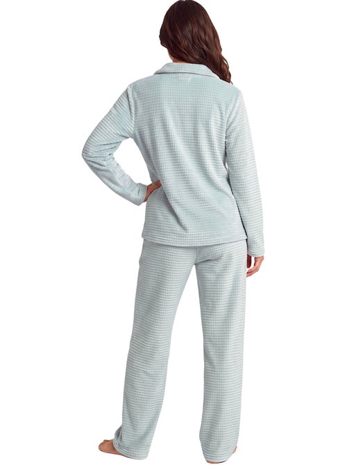 Pyjama pantalon chemise manches longues soft waffle - Kiabi Pyjama pantalon chemise manches longues soft waffle - Kiabi