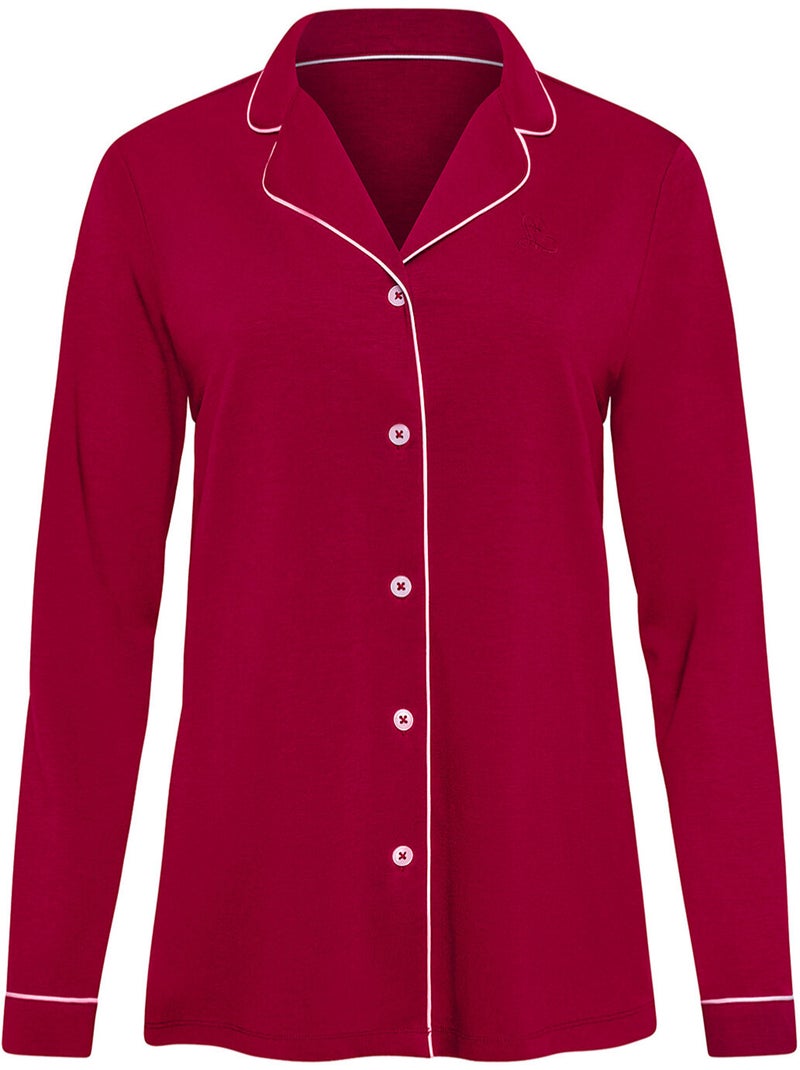 Pyjama pantalon chemise manches longues tara Rouge - Kiabi