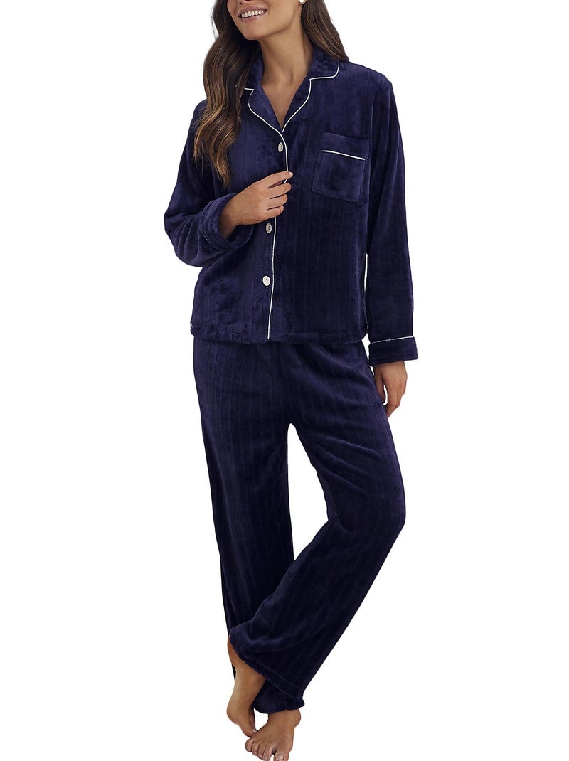 Pyjama pantalon chemise Polar Bleu marine - Kiabi