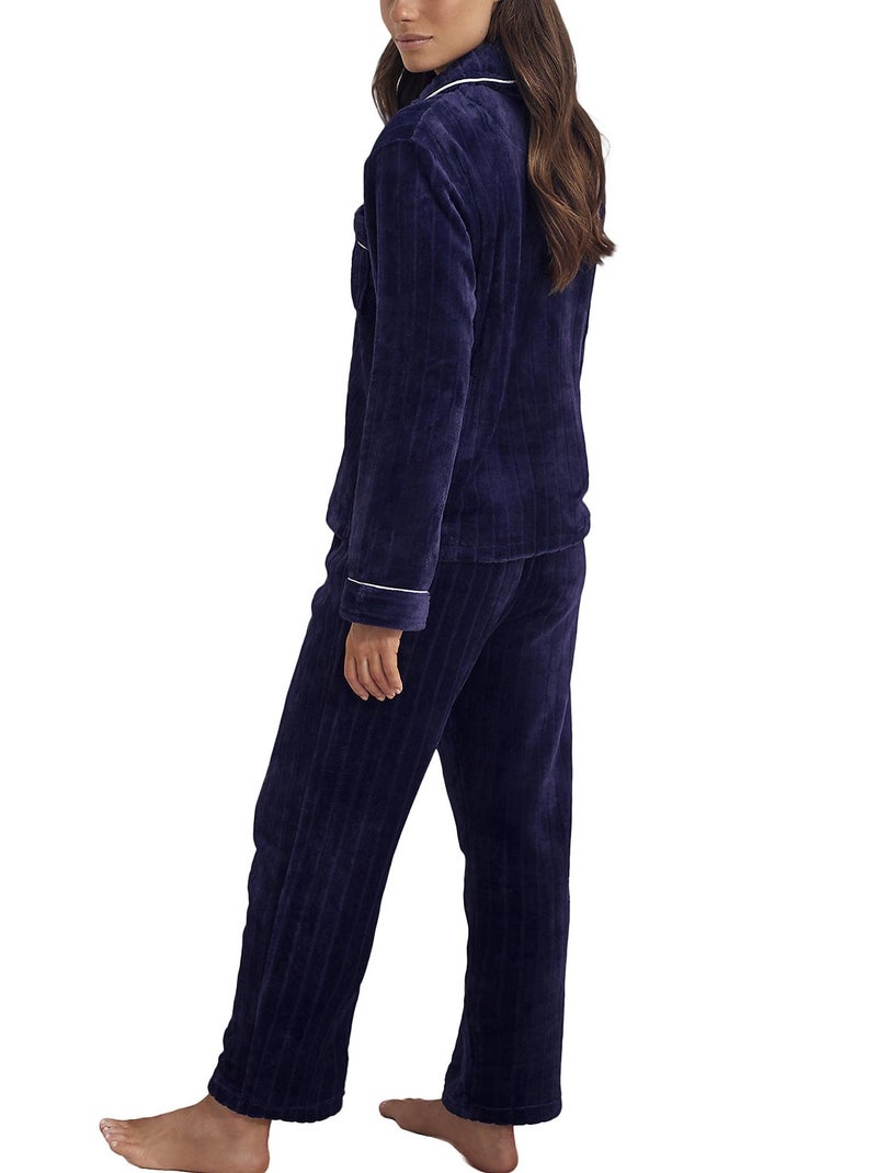 Pyjama pantalon chemise Polar Bleu marine - Kiabi