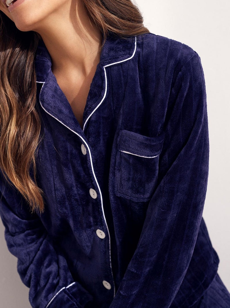 Pyjama pantalon chemise Polar Bleu marine - Kiabi