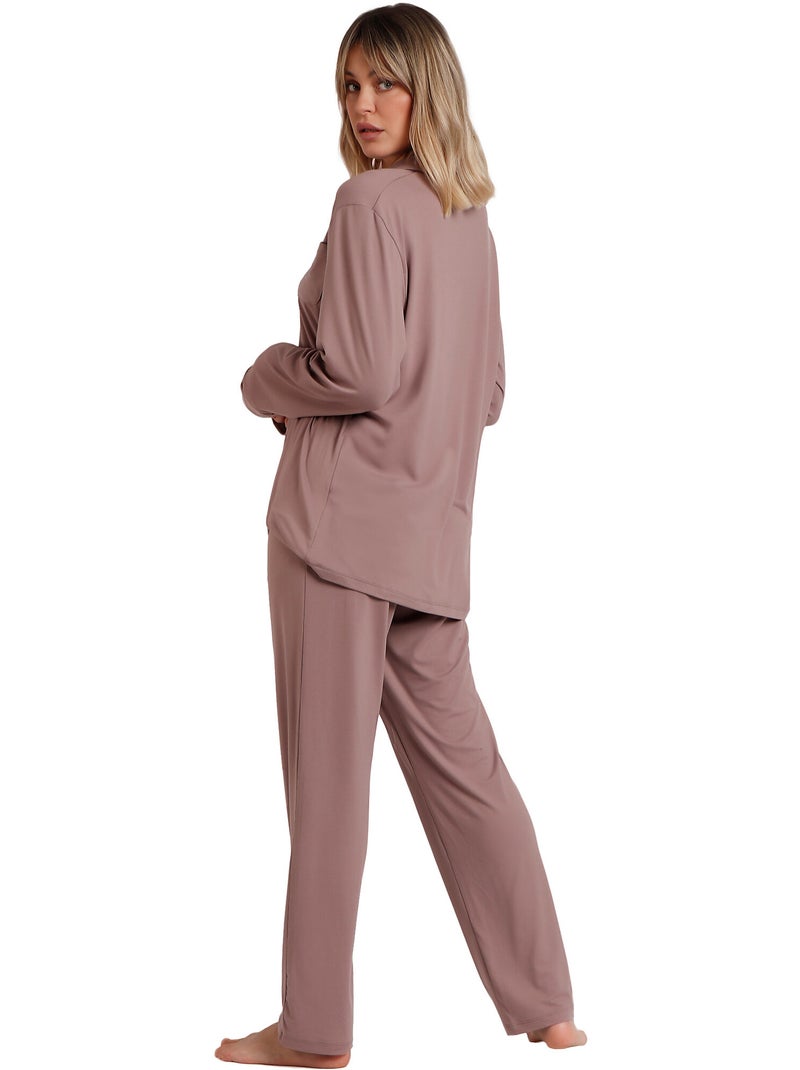 Pyjama pantalon chemise Soft Sleep Marron - Kiabi