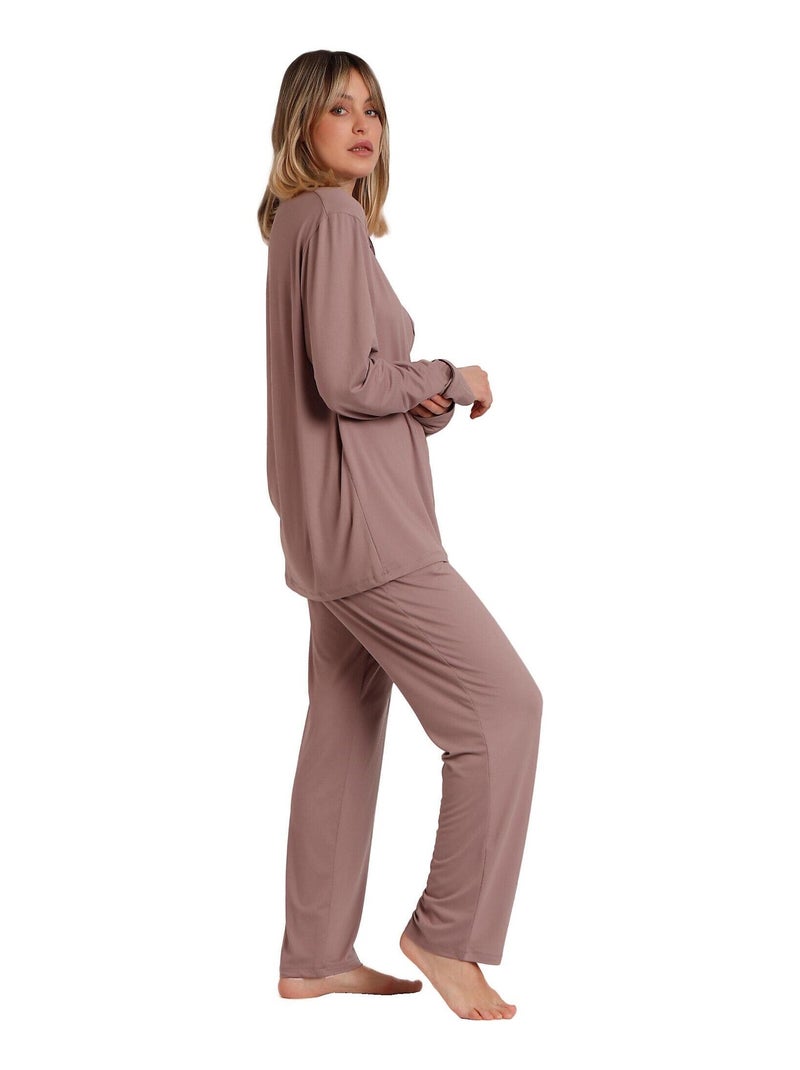 Pyjama pantalon chemise Soft Sleep Marron - Kiabi