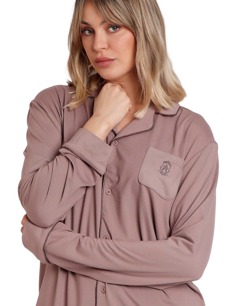 Pyjama pantalon chemise Soft Sleep Marron - Kiabi