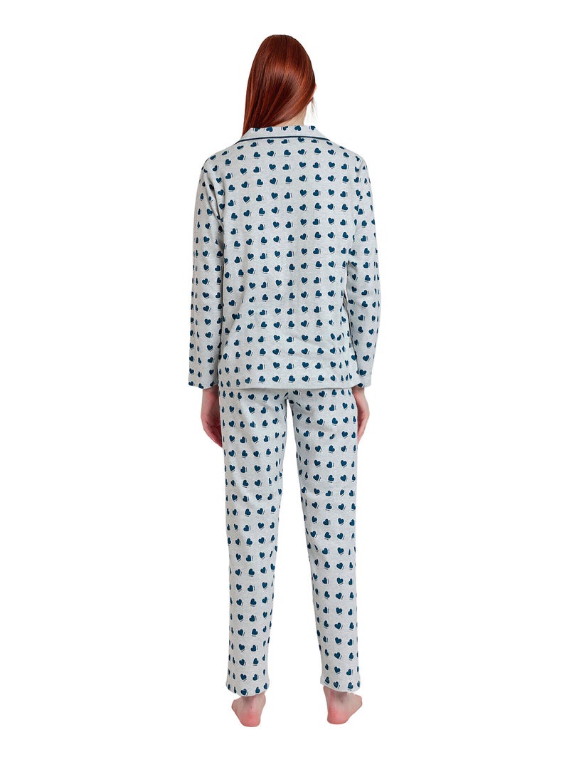 Pyjama pantalon chemise You Make My Love Disney Gris - Kiabi