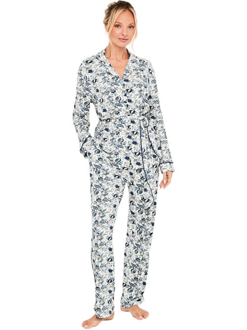 Pyjama pantalon droit chemise manches longues chic bamboo - Kiabi Pyjama pantalon droit chemise manches longues chic bamboo - Kiabi