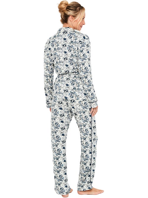Pyjama pantalon droit chemise manches longues chic bamboo - Kiabi Pyjama pantalon droit chemise manches longues chic bamboo - Kiabi