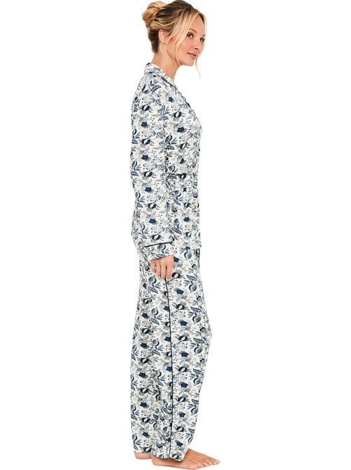 Pyjama pantalon droit chemise manches longues chic bamboo - Kiabi Pyjama pantalon droit chemise manches longues chic bamboo - Kiabi