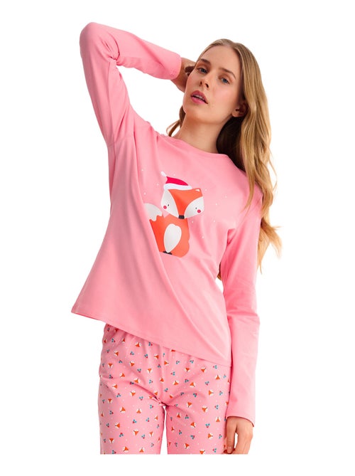 Pyjama pantalon droit top M.longues FOXY - Kiabi