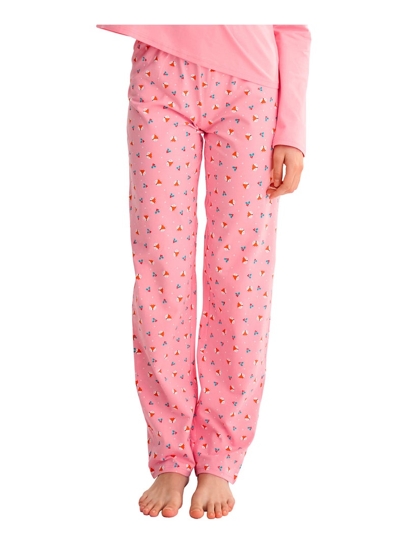 Pyjama pantalon droit top M.longues FOXY Rose - Kiabi
