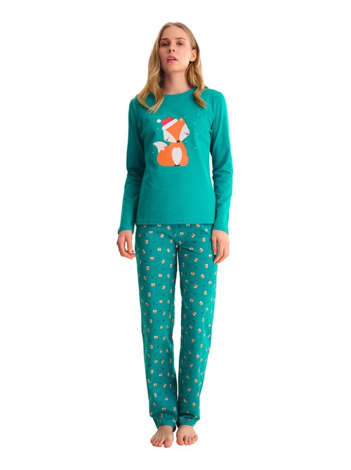 Pyjama pantalon droit top M.longues FOXY - Kiabi Pyjama pantalon droit top M.longues FOXY - Kiabi