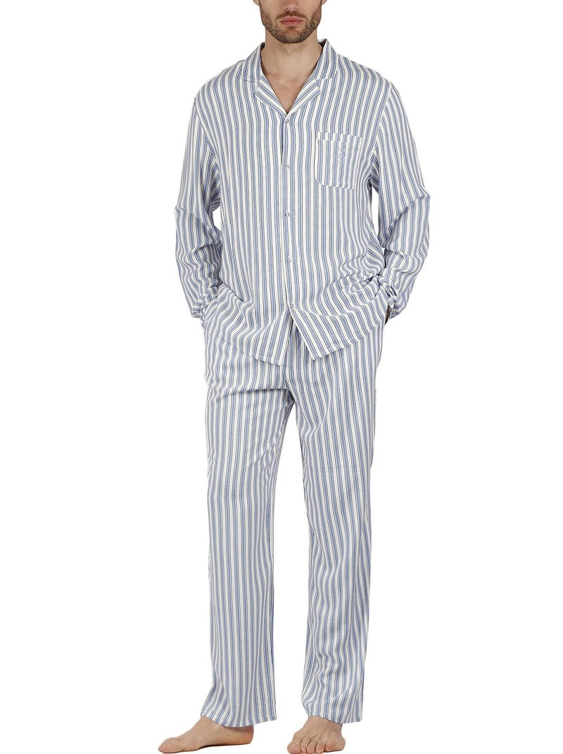 Pyjama pantalon et chemise Fashion Stripes Bleu - Kiabi