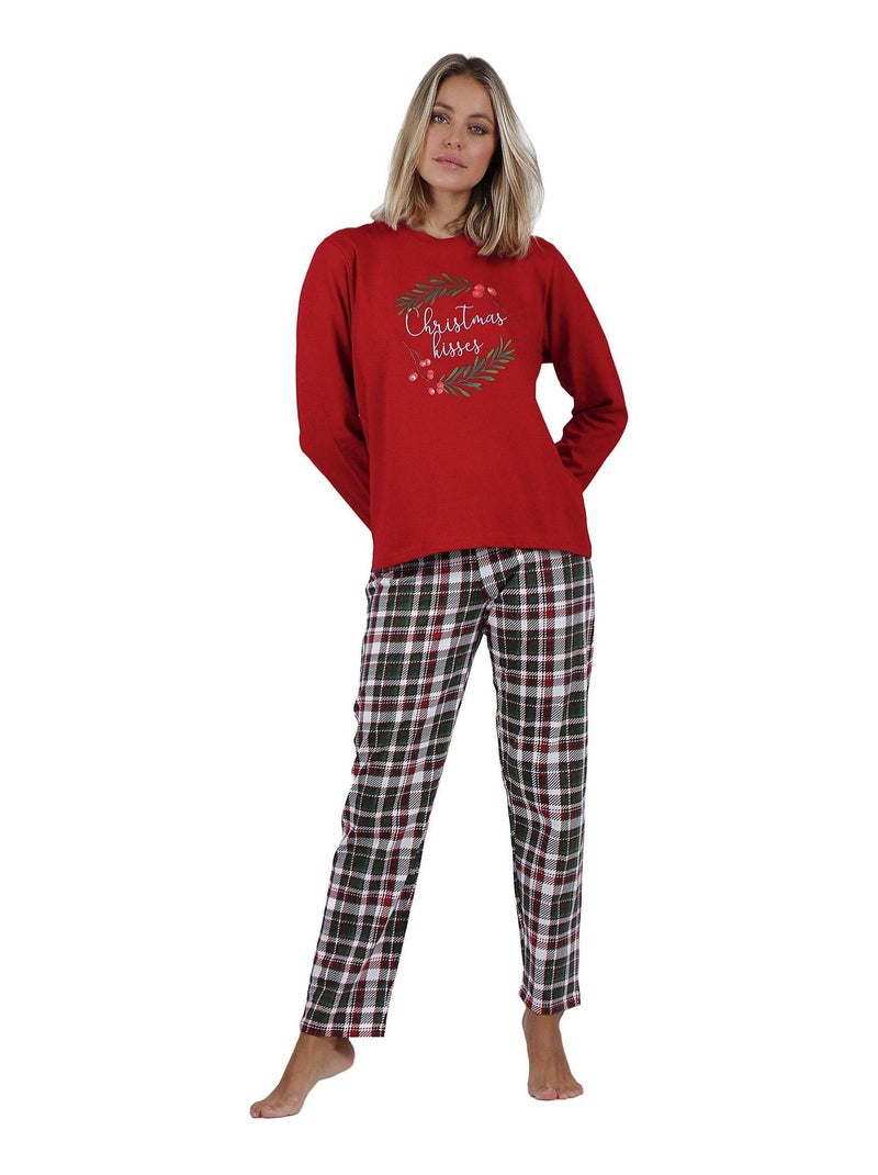 Pyjama pantalon et haut Christmas Kisses Rouge - Kiabi