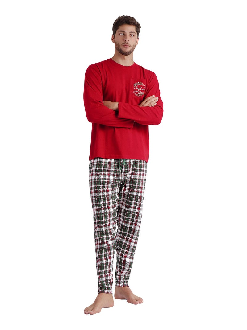 Pyjama pantalon et haut Christmas Nature Rouge - Kiabi