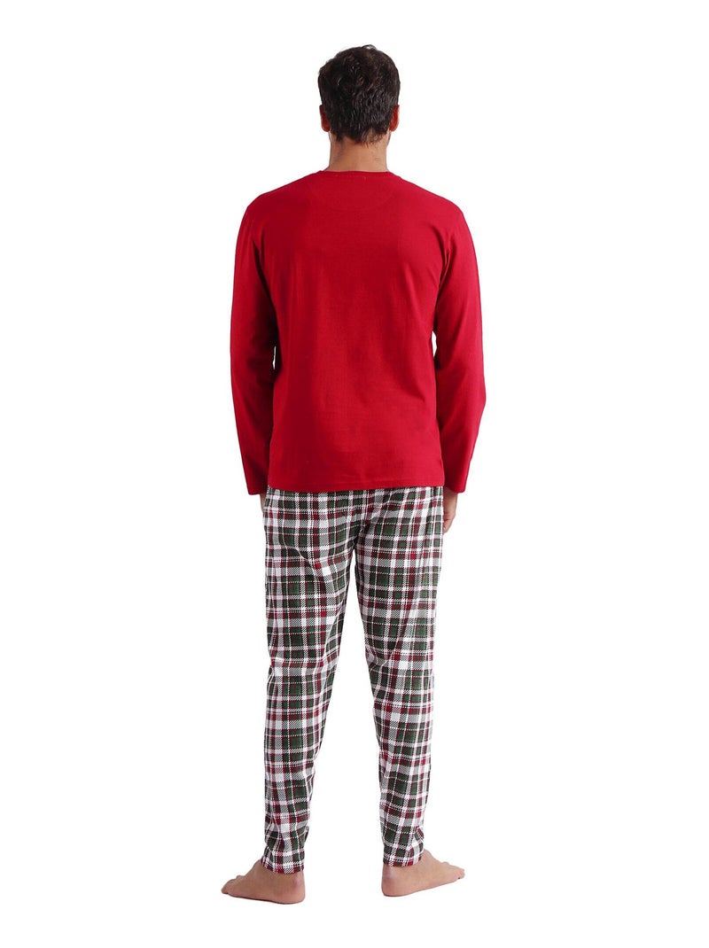 Pyjama pantalon et haut Christmas Nature Rouge - Kiabi
