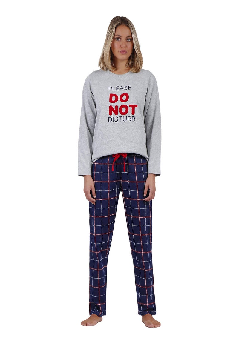 Pyjama pantalon et haut Do Not Disturb Gris - Kiabi