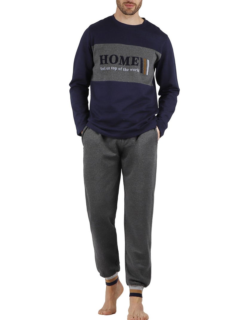 Pyjama pantalon et haut Feeling Bleu marine - Kiabi