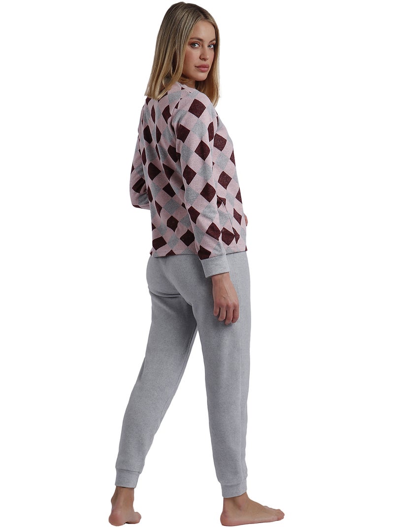 Pyjama pantalon et haut manches longues Harlequin Rose - Kiabi