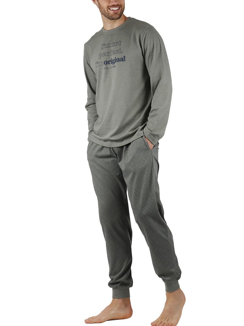 Pyjama pantalon et haut manches longues Perfect Kaki - Kiabi